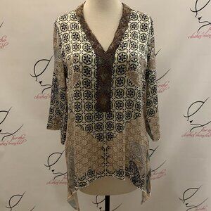 Catina. Size Small. Beaded Top. High - Low Hemline. 3/4 Sleeve Length. B26